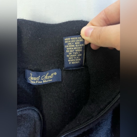 Garret Scott Sweater Mens Large Merino Wool Extra Fine Quarter Zip - Picture 3 of 6